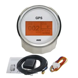 KUS Waterproof 85mm Digital GPS Speedometer Speed Gauge White Face for Sailboat Jet Ski Vessel Boat Yacht Snowmobile 12V 24 Volt