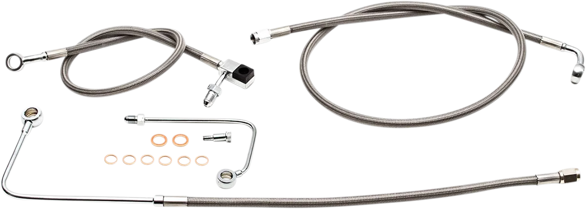 LA CHOPPERS Brake Lines - 12" - 14" Ape Hanger Handlebars - Stainless Steel LA-8151B13
