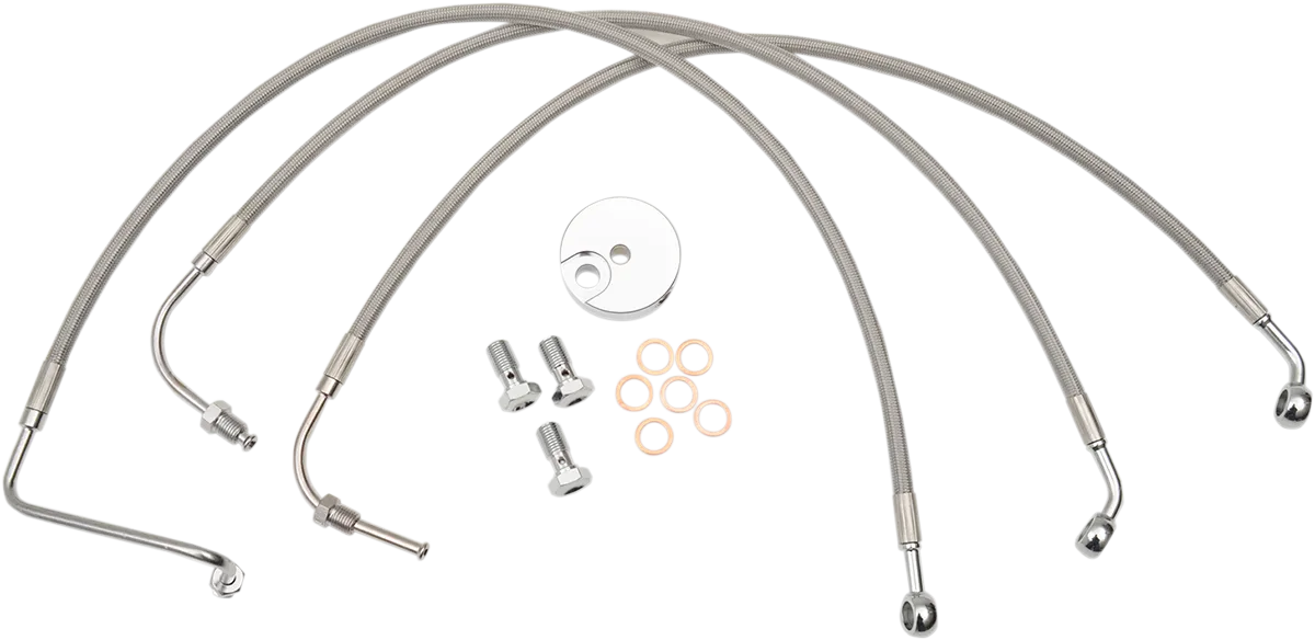 LA CHOPPERS Brake Lines - 15" - 17" Ape Hanger Handlebars - Stainless Steel LA-8005B16