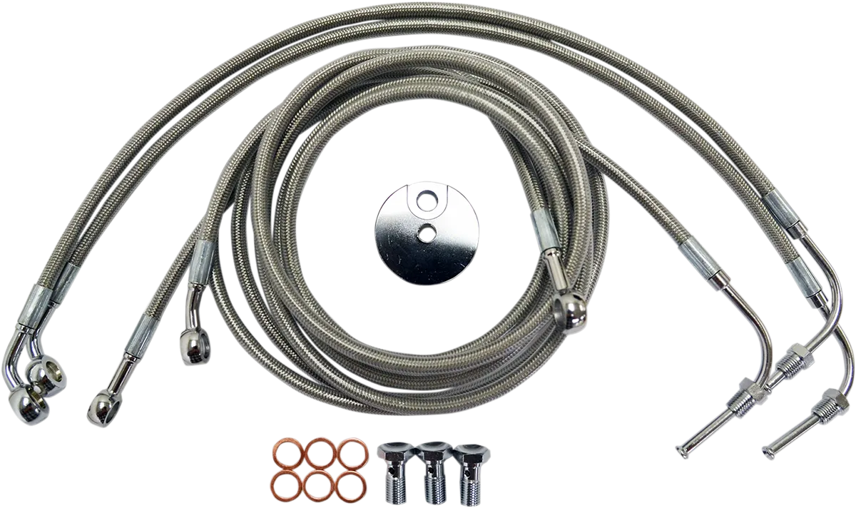 LA CHOPPERS Brake Lines - 15" - 17" Ape Hanger Handlebars - Stainless Steel LA-8050B16