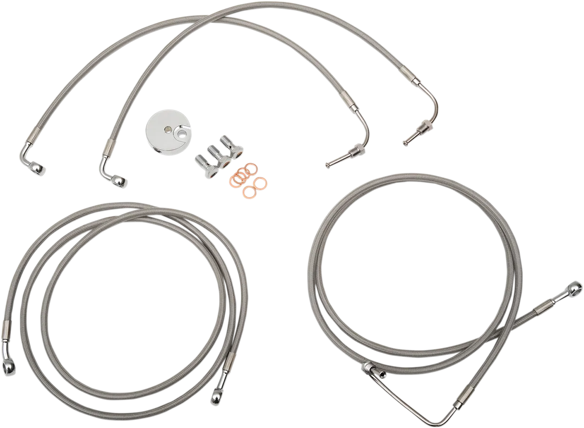 LA CHOPPERS Brake Lines - 15" - 17" Ape Hanger Handlebars - Stainless Steel LA-8050B16