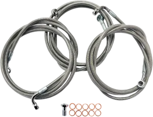 LA CHOPPERS Brake Lines - 15" - 17" Ape Hanger Handlebars - Stainless Steel LA-8052B16