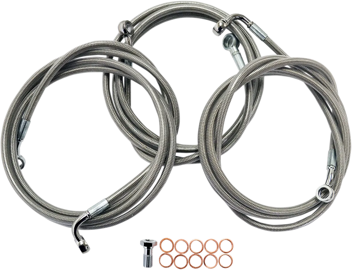 LA CHOPPERS Brake Lines - 15" - 17" Ape Hanger Handlebars - Stainless Steel LA-8052B16