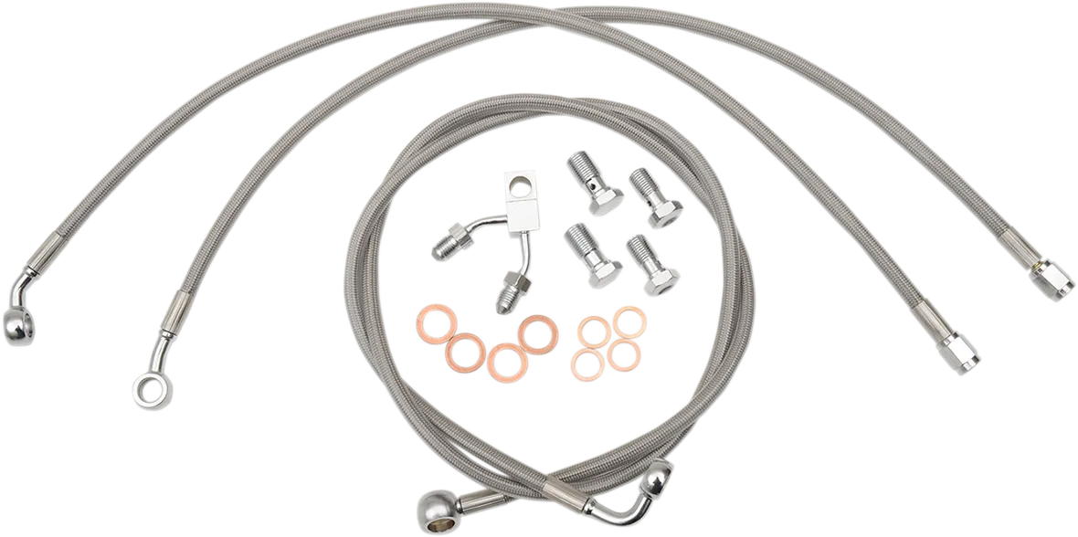 LA CHOPPERS Brake Lines - 15" - 17" Ape Hanger Handlebars - Stainless Steel LA-8122B16
