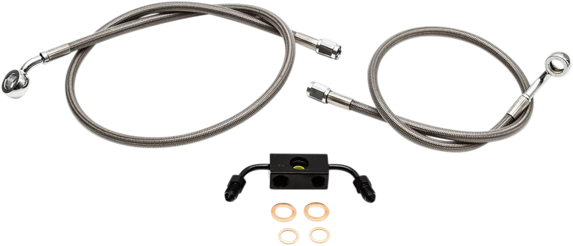 LA CHOPPERS Brake Lines - 15" - 17" Ape Hanger Handlebars - Stainless Steel LA-8231B16