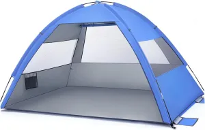 Large Beach Tent 659c - Portable Sun Shade Shelter for Family Camping, Hiking, Vacation - Easy Setup, Uv Protection, Waterproof, Fits 3-4 People (Navy)