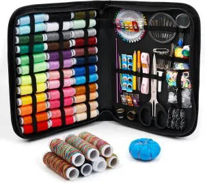Large Sewing KIT, 226 PCS Premium Sewing Supplies with 43 XL Thread Spools, Leather Case, Scissors, Thread, Needles and Accessories, Sewing Set for Adults, Emergency, and Home by Inscraft