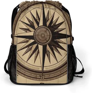 Large Sports Drawstring Backpack Compass Wind Road Map Printed with Dry-Wet Separation | Digital Print Gym Sack | Waterproof Fabric | Shoe Compartment & PVC Pocket | Hydration Mesh for Fitness, Travel