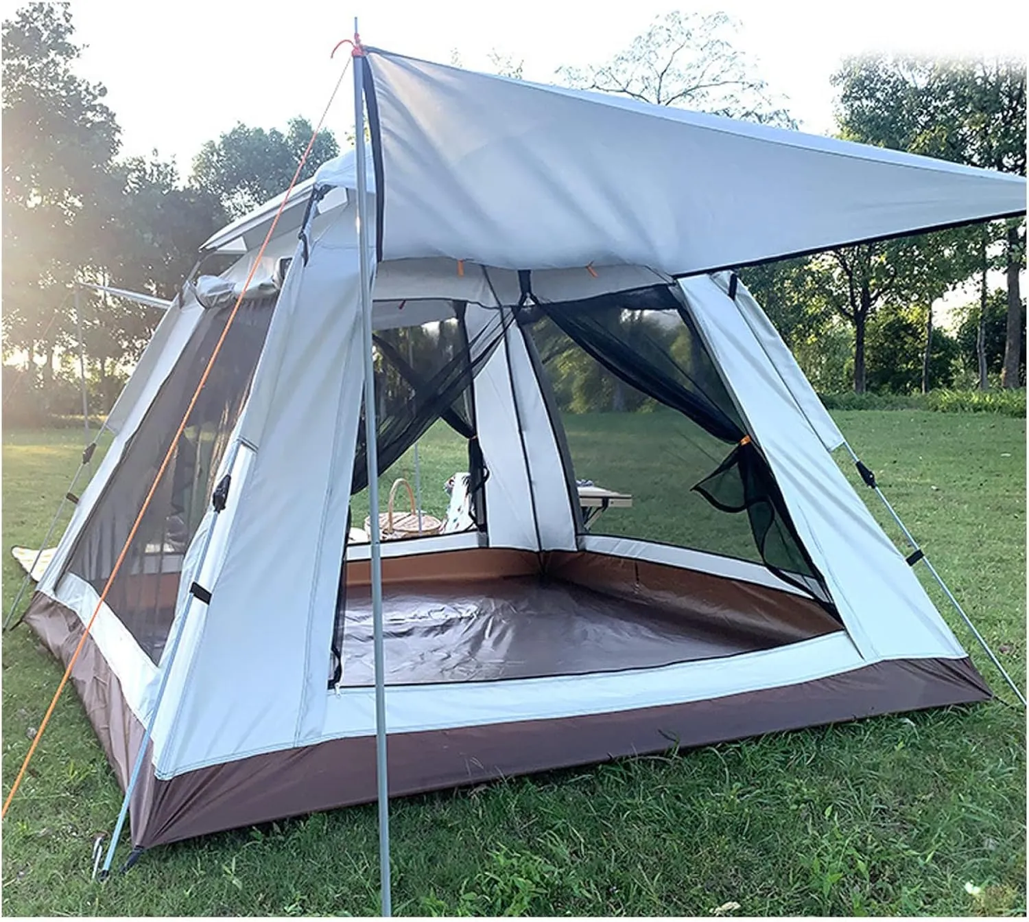 Large Tents for Camping for Family 4 People Insect-Proof,Double Doors and Four Windows Lightweight Tent Light and Stable Utility Tents for Camping Hiking Picnic Garden
