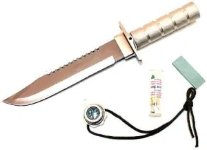 Last World 5223 Heavy Duty Survival Knife with Sheath, Silver, 14"