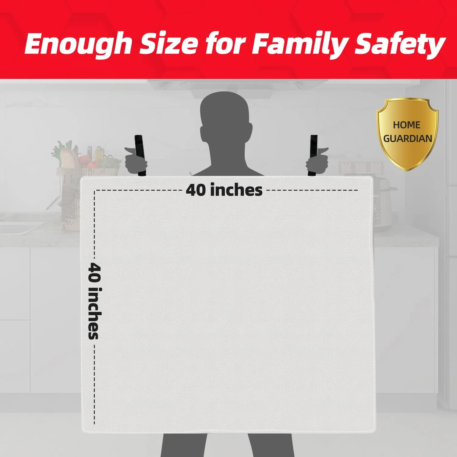 LaSyL Fire Blanket Emergency for Home, 40" x 40"(Pack of 8), Fire Supression Blanket Good for Home Safety, Kitchen, and Camping,Hurricane Preparedness Items