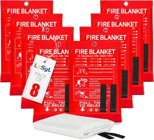 LaSyL Fire Blanket Emergency for Home, 40" x 40"(Pack of 8), Fire Supression Blanket Good for Home Safety, Kitchen, and Camping,Hurricane Preparedness Items