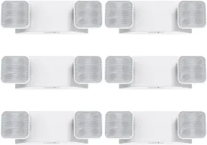 Led Emergency Light with Two Adjustable Head Integrated Commercial Emergency Lighting Battery Backup exit Light, Contractor Select, AC 120/277V (6 Pack)