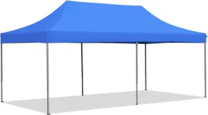 LEISURELIFE Outdoor Pop Up 10'x20' Canopy Tent with Sidewall - Folding Commercial Gazebo Party Tent Blue Red White with Wheeled Carry Bag (No Sidewalls, Blue)