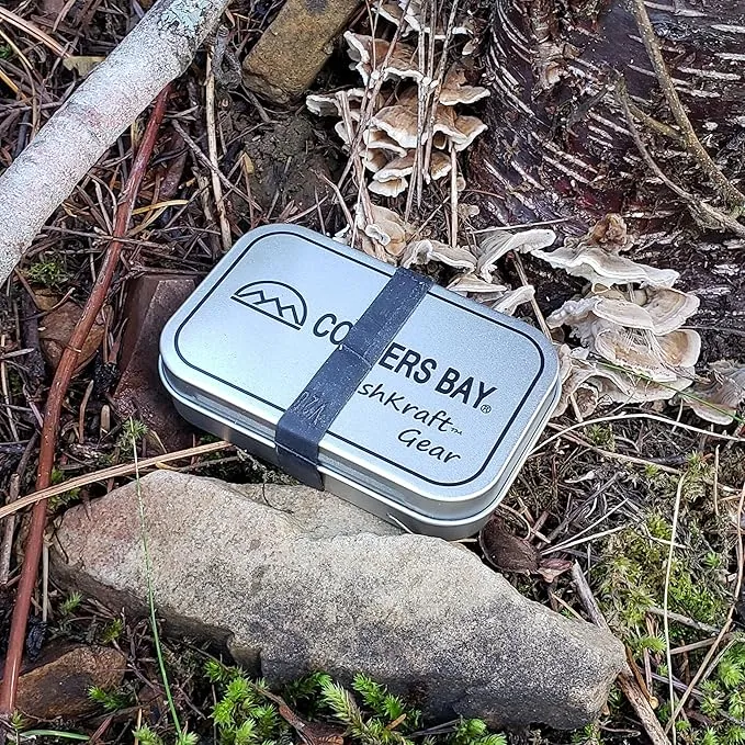 Lens Burning Fire Starter Kit - Includes Glass Magnifying Lens, Char Cloth & Metal Storage Tin