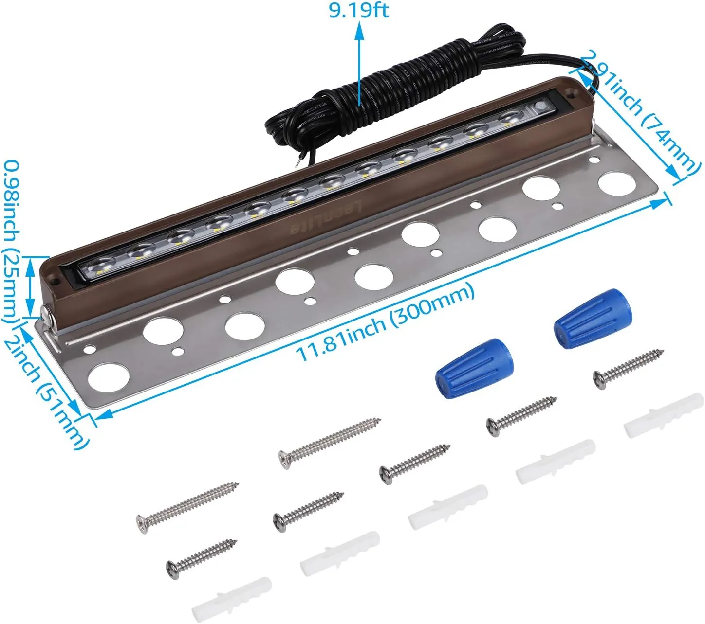 LEONLITE 8-Pack Premium Series 12 Inch Dimmable LED Hardscape Lighting 3 Way, 3W/5W/7W Retaining Wall Lights, Low Voltage Landscape Lights, 12V Paver Light, Outdoor Step Light, 5000K Daylight, ETL