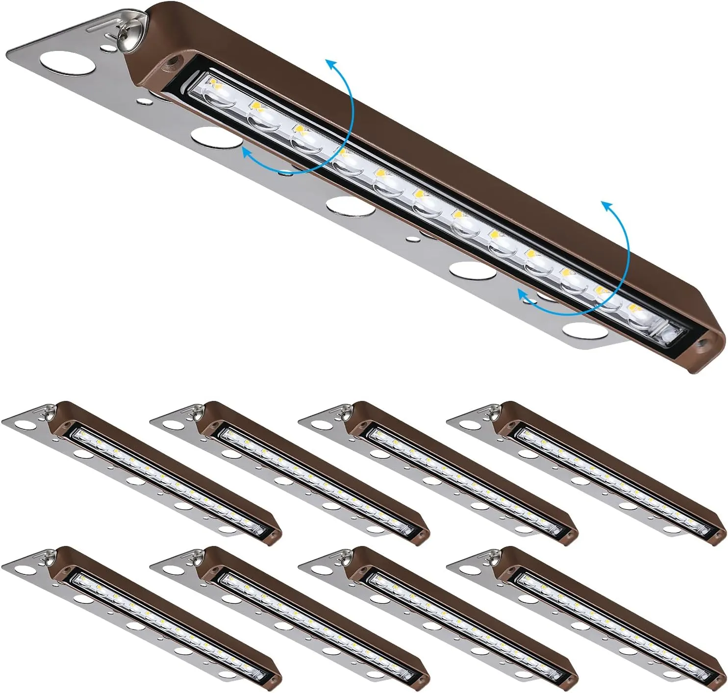 LEONLITE 8-Pack Premium Series 12 Inch Dimmable LED Hardscape Lighting 3 Way, 3W/5W/7W Retaining Wall Lights, Low Voltage Landscape Lights, 12V Paver Light, Outdoor Step Light, 5000K Daylight, ETL