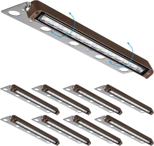 LEONLITE 8-Pack Premium Series 12 Inch Dimmable LED Hardscape Lighting 3 Way, 3W/5W/7W Retaining Wall Lights, Low Voltage Landscape Lights, 12V Paver Light, Outdoor Step Light, 5000K Daylight, ETL