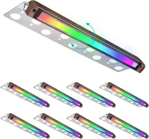 LEONLITE 8-Pack Premium Series RGB 12 Inch 5W LED Retaining Wall Lights Swivel, Color Changing Hardscape Lighting Low Voltage, 12V-24V AC/DC LED Landscape Hardscape Paver Light, Outdoor Step Light ETL