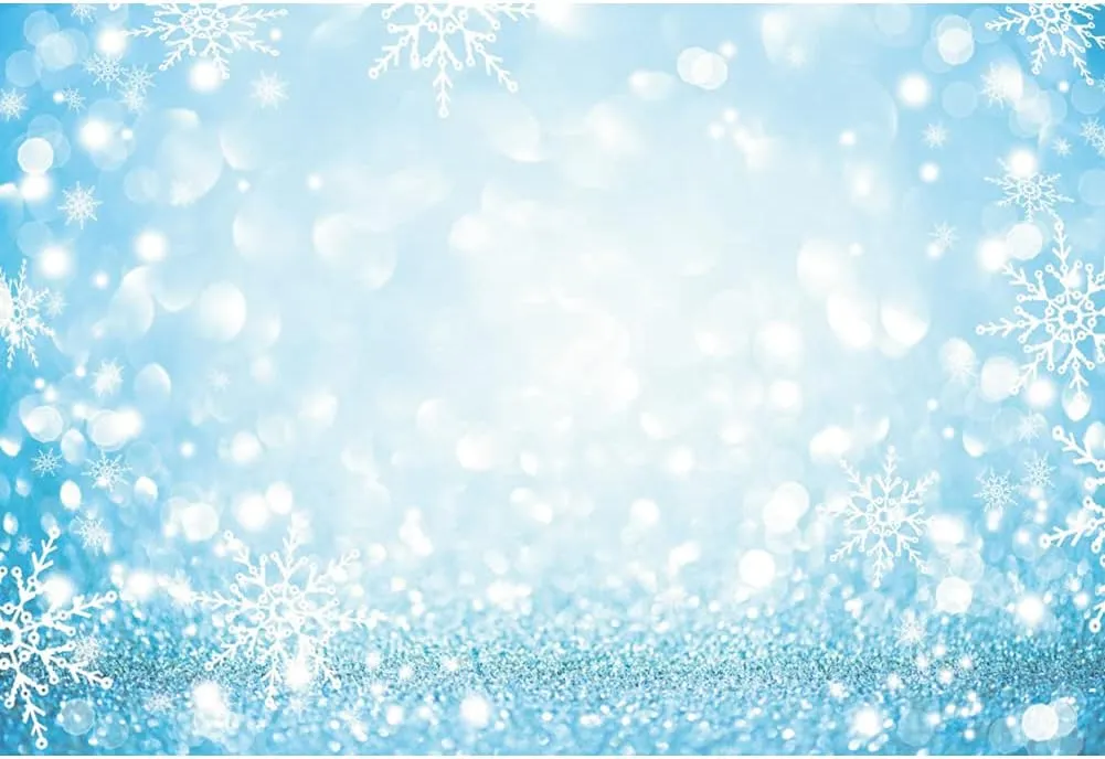 Leowefowa 2.5x1.8m Vinyl Backdrop Snowflake Bokeh Backdrop Winter Ice Snow Photography Background Birthday Christmas Party Decor Children Kids Adult Photo Shoot Studio Props Photo Backdrops