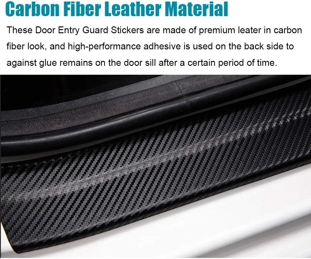 LEXLEY For 2006-2023 2024 2025 CRV CR-V Carbon Fiber Style Leather Door Sill Protector Anti-Dirty Scuff Plate Cover Guard Sills Protector Trim,Welcome Pedal Protect 4PCS -Blue