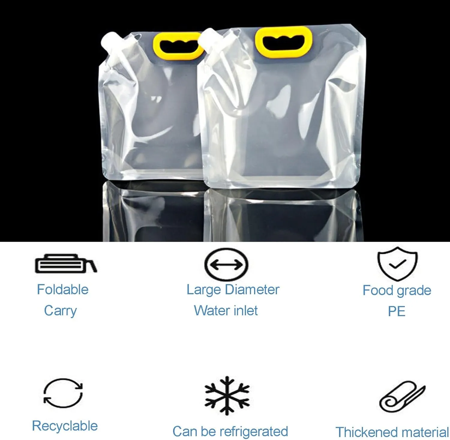 LFFH Folding Water Bag, Portable Outdoor Camping Water Storage Bag Car Water Container BPA Free Plastic Collapsible Water Bag Set (Capacity : 2.5L, Size : 3pcs)