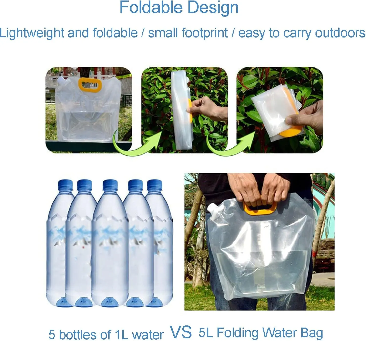 LFFH Folding Water Bag, Portable Outdoor Camping Water Storage Bag Car Water Container BPA Free Plastic Collapsible Water Bag Set (Capacity : 2.5L, Size : 3pcs)