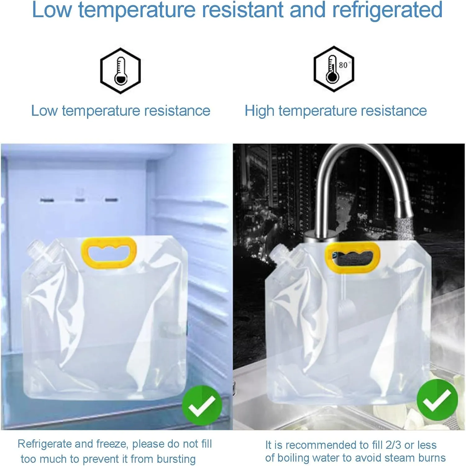 LFFH Folding Water Bag, Portable Outdoor Camping Water Storage Bag Car Water Container BPA Free Plastic Collapsible Water Bag Set (Capacity : 2.5L, Size : 3pcs)