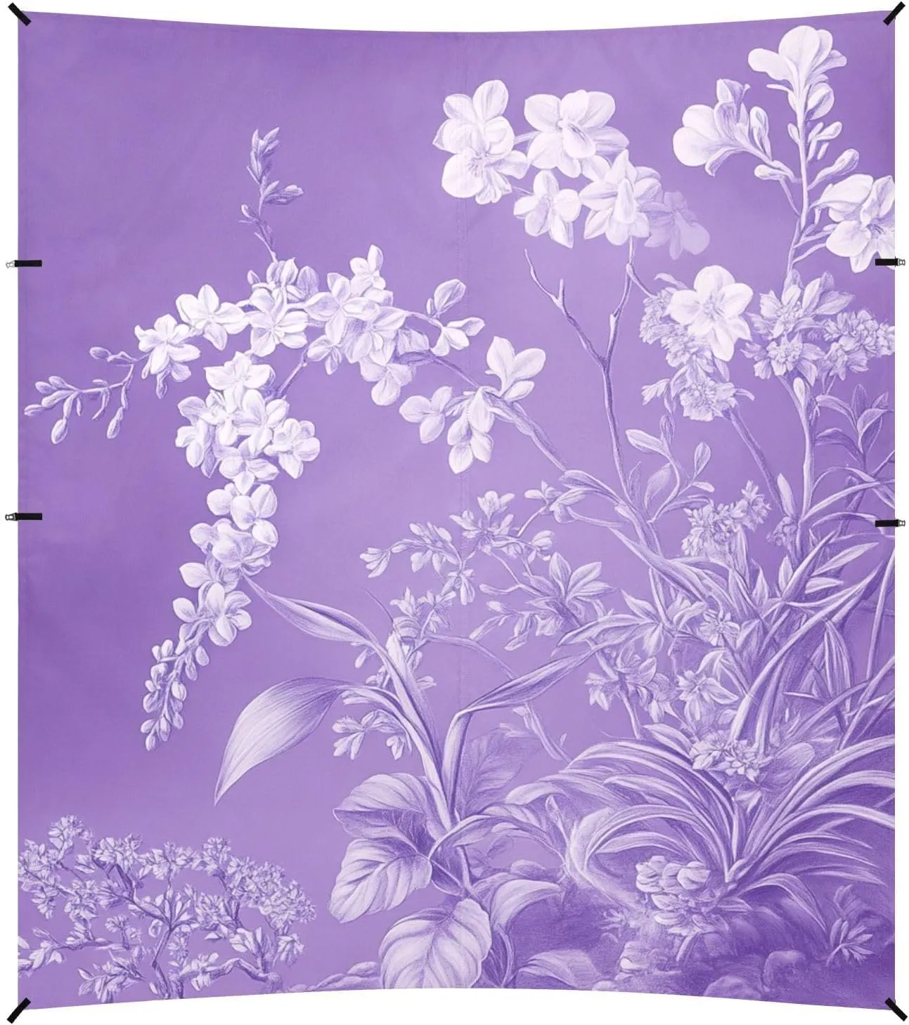 Light Purple Flowers Beach Cabana UPF50  Waterproof Sun Shade with Sand Shovel, Sandbags for Camping, Fishing, Backyard Fun