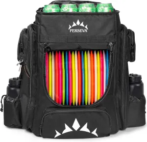 Lightweight Frisbee Disc Golf Bag with Cooler for Large Storage – Disc Golf Carry Bag with Comfortable Strap, Extra Padding & Multiple Pockets for Water Bottles, 18 Frisbee Disk, 12 Cans