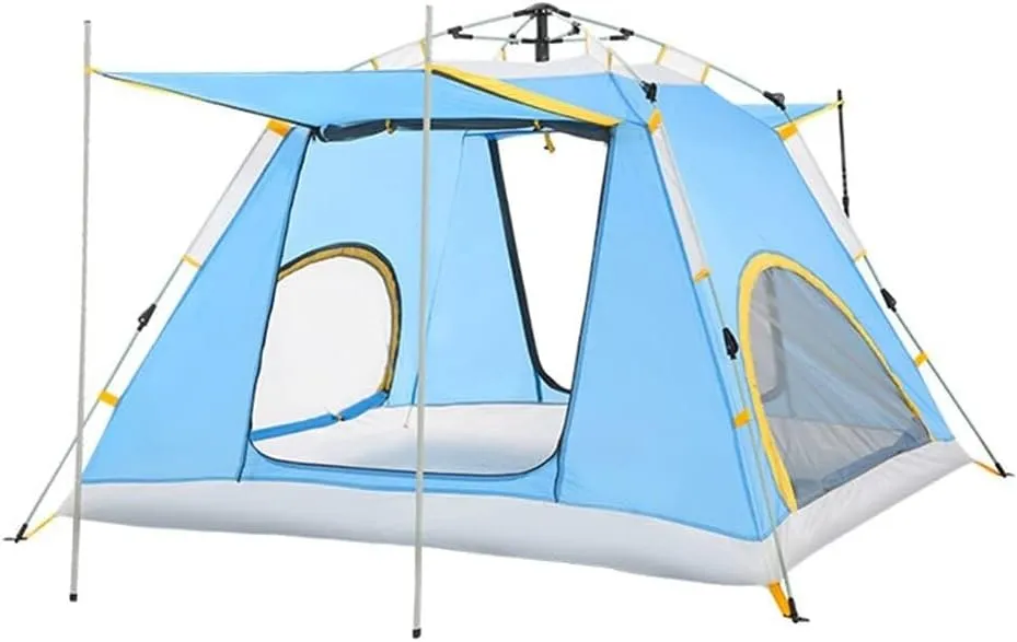 Lightweight Instant Pop Up Tent for 3-4 Person, Automatic Opening Hydraulic Double Layer Camping Tent with Porch, Portable Family Tent for Outdoor Activities