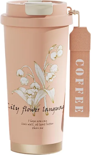 Lily Of The Valley 18 oz Tumbler, Stainless Steel Vacuum Insulated Coffee Travel Mug, Double Wall Powder Coated Insulated Coffee Mug Travel Mug With Lid Thermal Cup For Outdoor