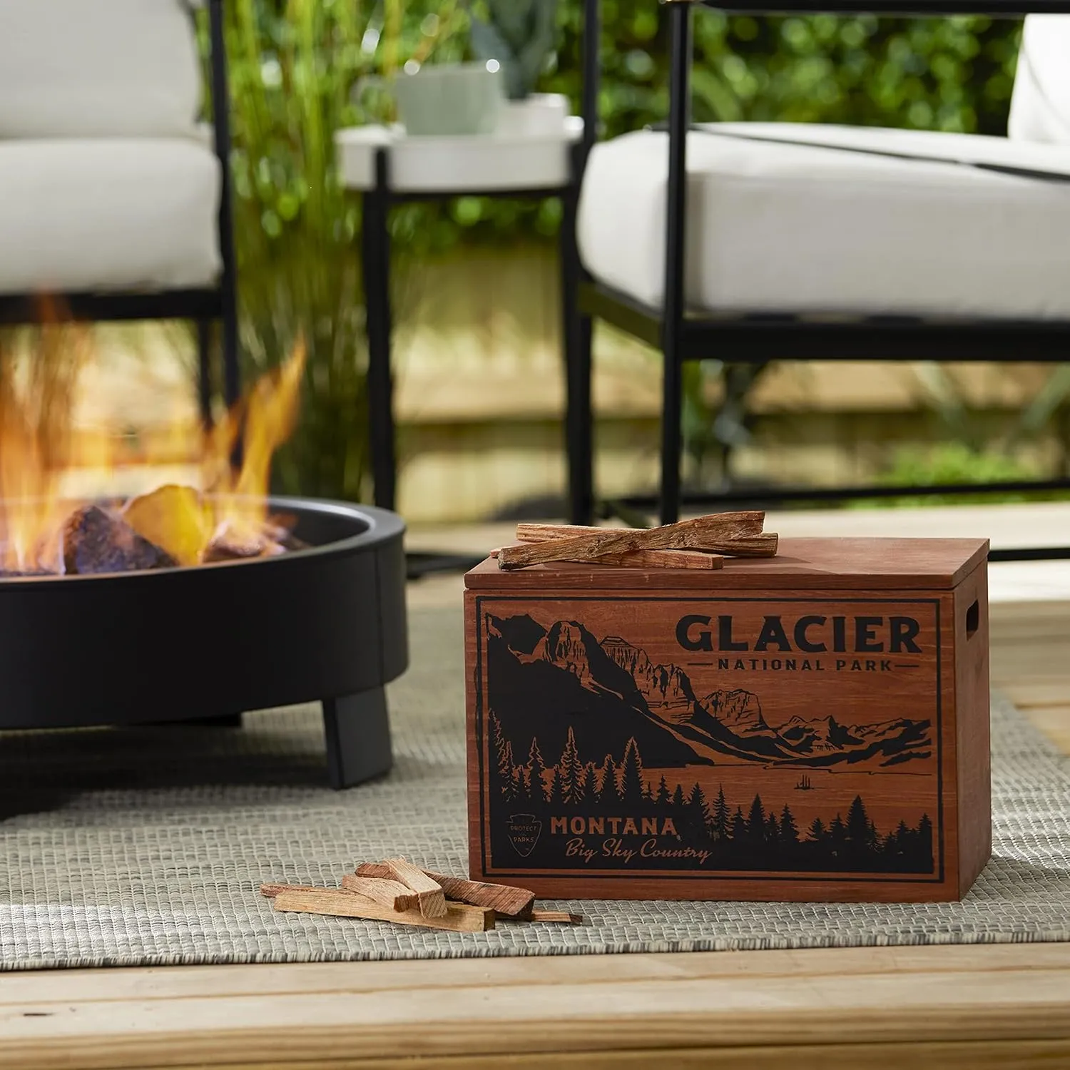 Limited Edition Protect The Parks Series All Natural Fatwood Fire Starter Sticks for Wood Stove 13-lb Wooden Crate, Glacier
