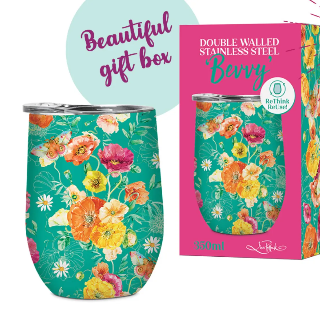 Lisa Pollock Double-walled Stainless Steel Bevvy Travel Mug