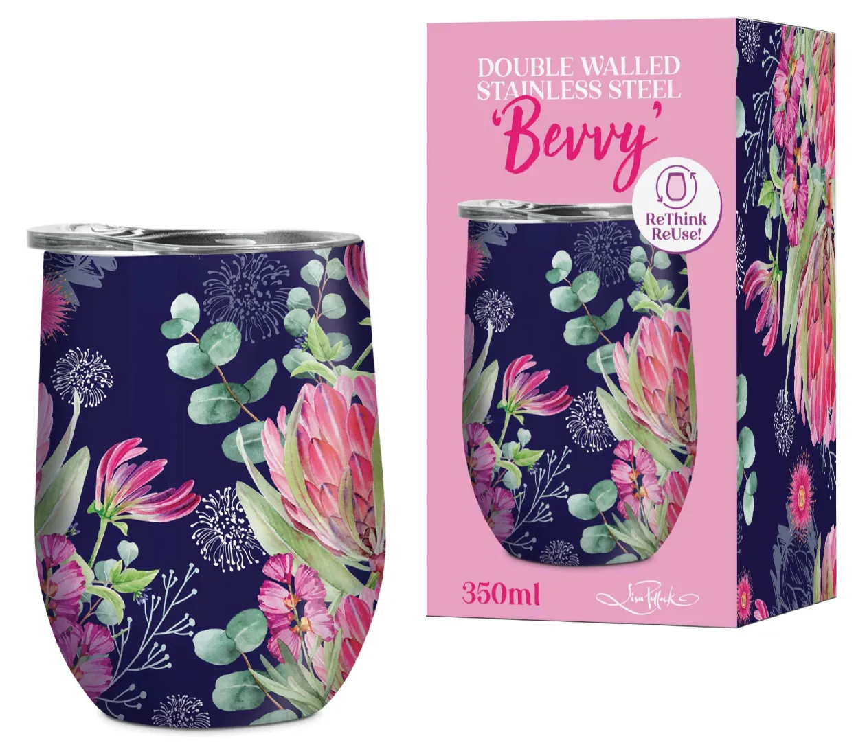 Lisa Pollock Double-walled Stainless Steel Bevvy Travel Mug