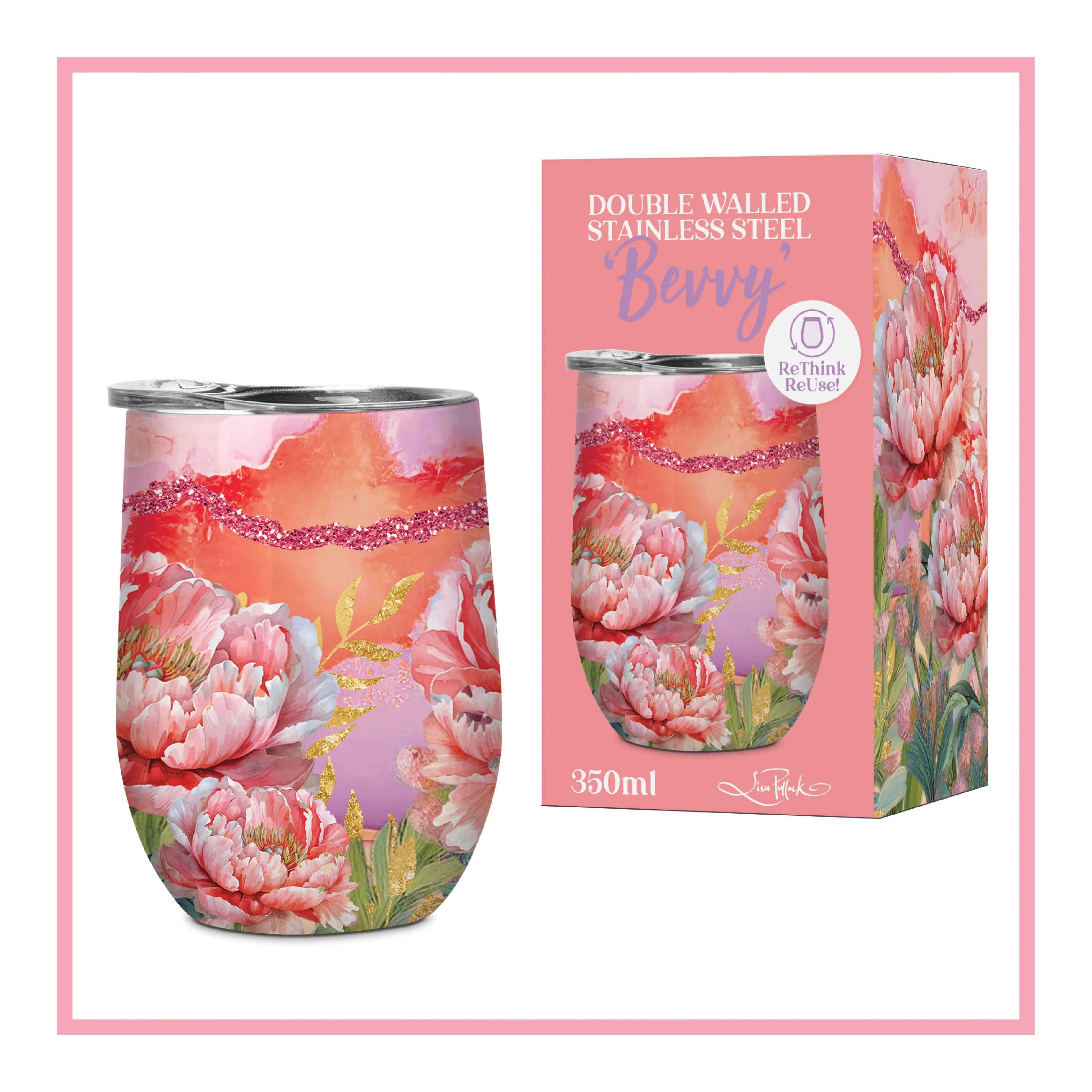 Lisa Pollock Double-walled Stainless Steel Bevvy Travel Mug