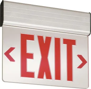 Lithonia Lighting EDG 1 R EL M6 Aluminum LED Emergency Exit Sign, 3 watts, Red