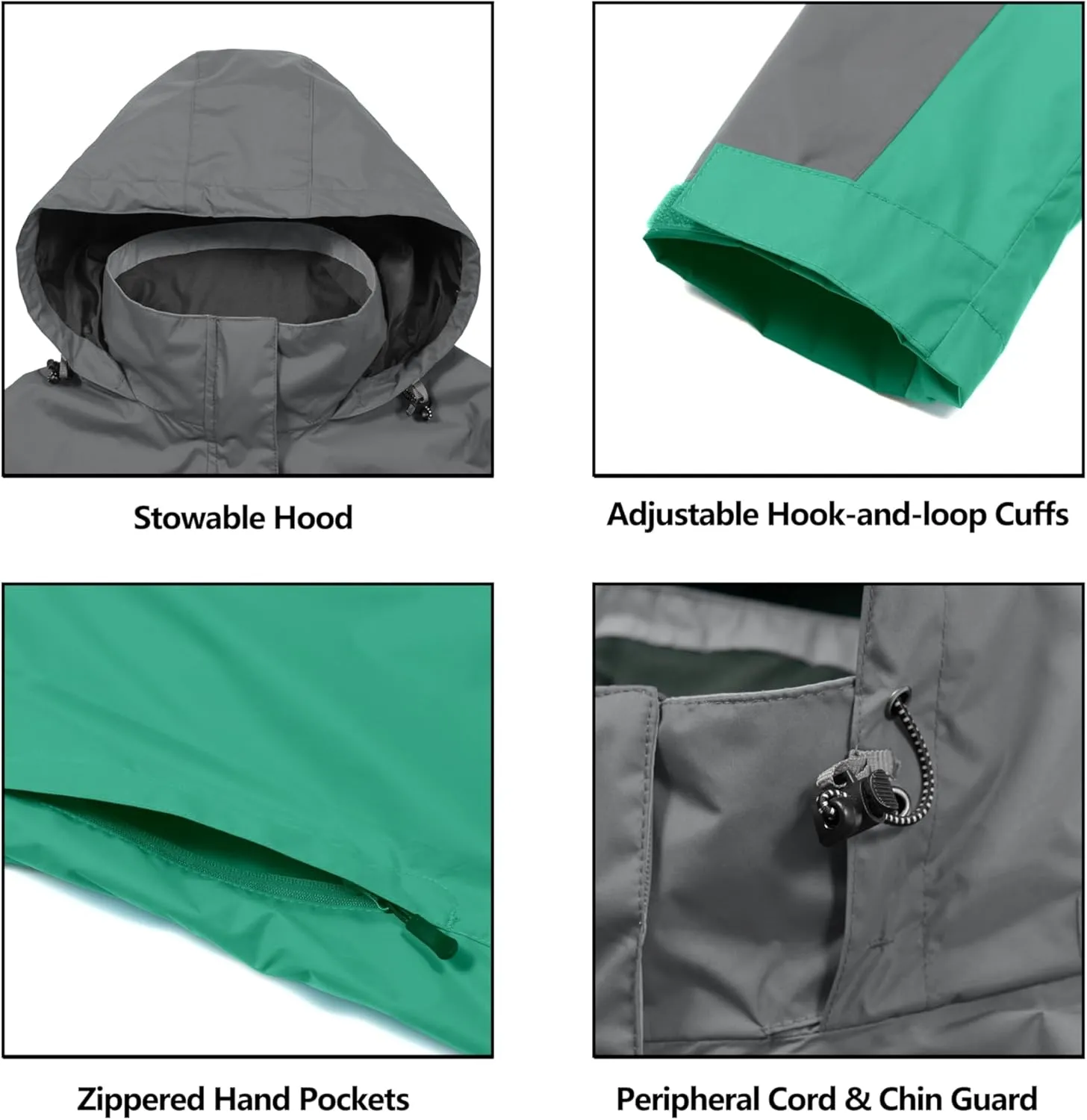 Little Donkey Andy Women’s Waterproof Rain Jacket Lightweight Outdoor Windbreaker Rain Coat Shell for Hiking, Travel