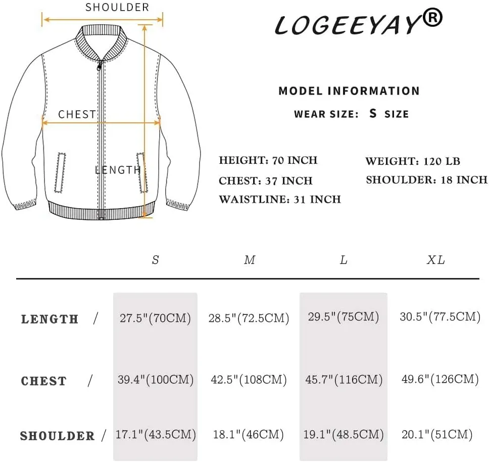LOGEEYAR Men's Bomber Jacket Casual Lightweight Jacket Color Block Windbreaker Coat with Pocket