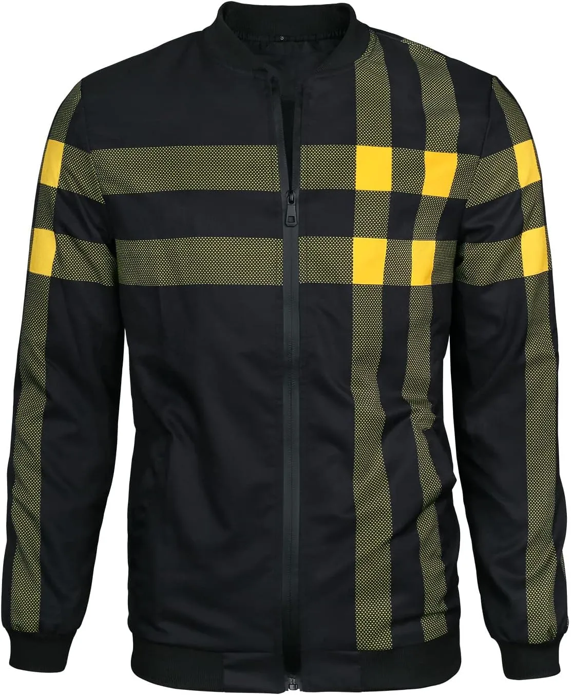 LOGEEYAR Men's Bomber Jacket Casual Lightweight Jacket Color Block Windbreaker Coat with Pocket