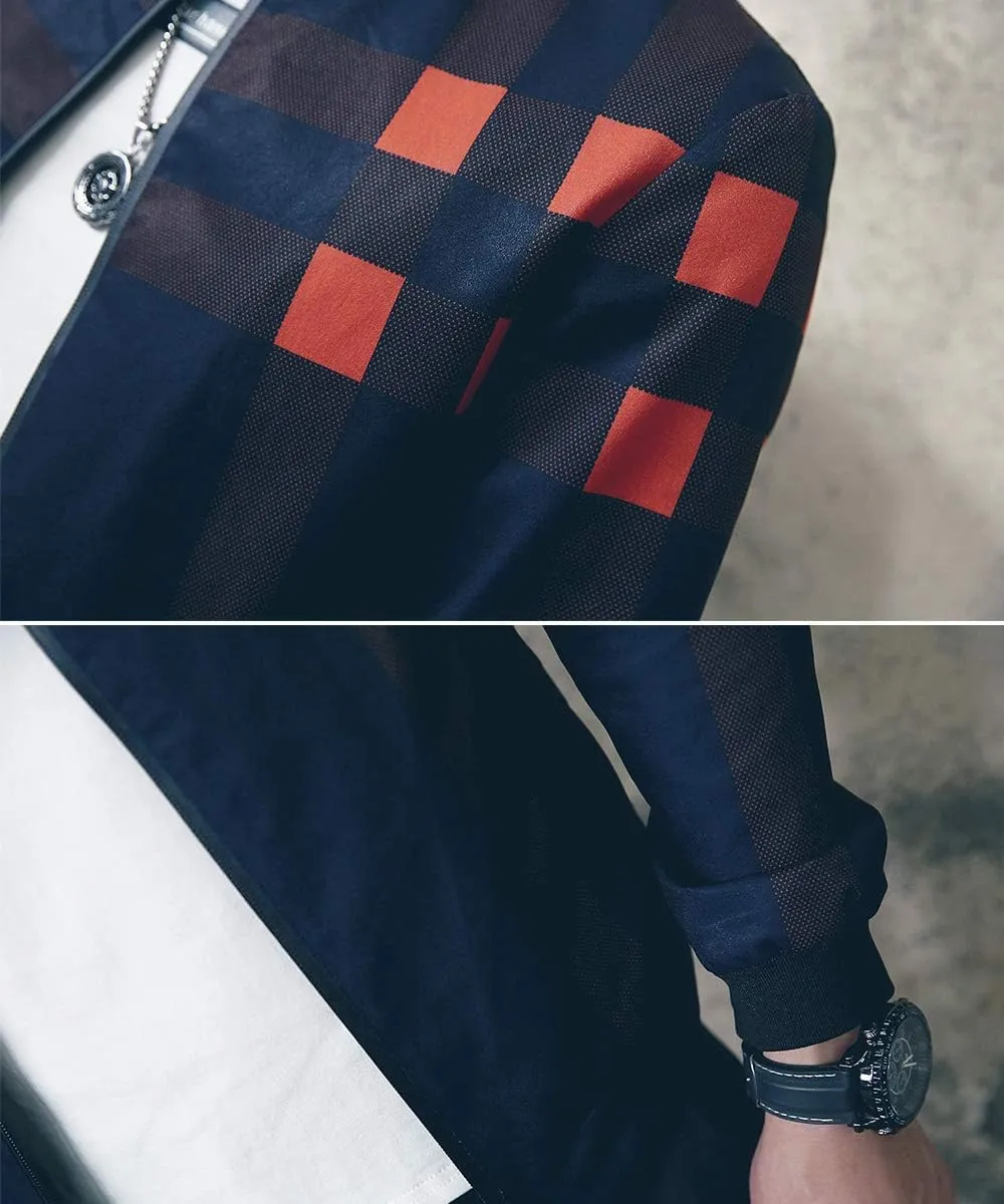 LOGEEYAR Men's Bomber Jacket Casual Lightweight Jacket Color Block Windbreaker Coat with Pocket