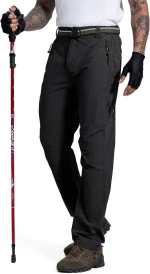 LONGBIDA Men's Hiking Pants Quick Dry Lightweight Waterproof Fishing Camping Cargo Work Pants with Belt