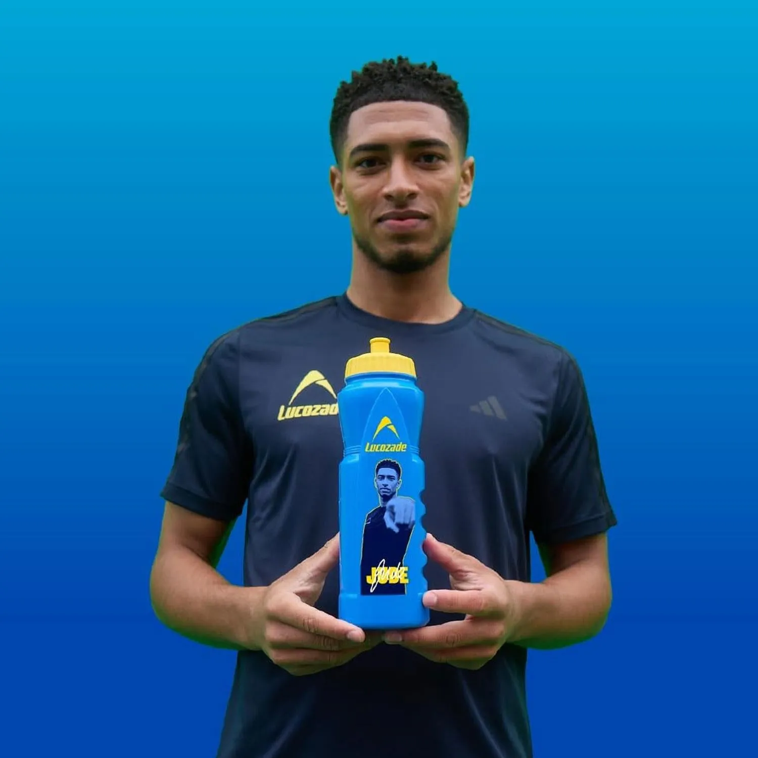 Lucozade Sport x Jude Bellingham LeakProof Sports Water Bottle Blue/Yellow, 2x1L