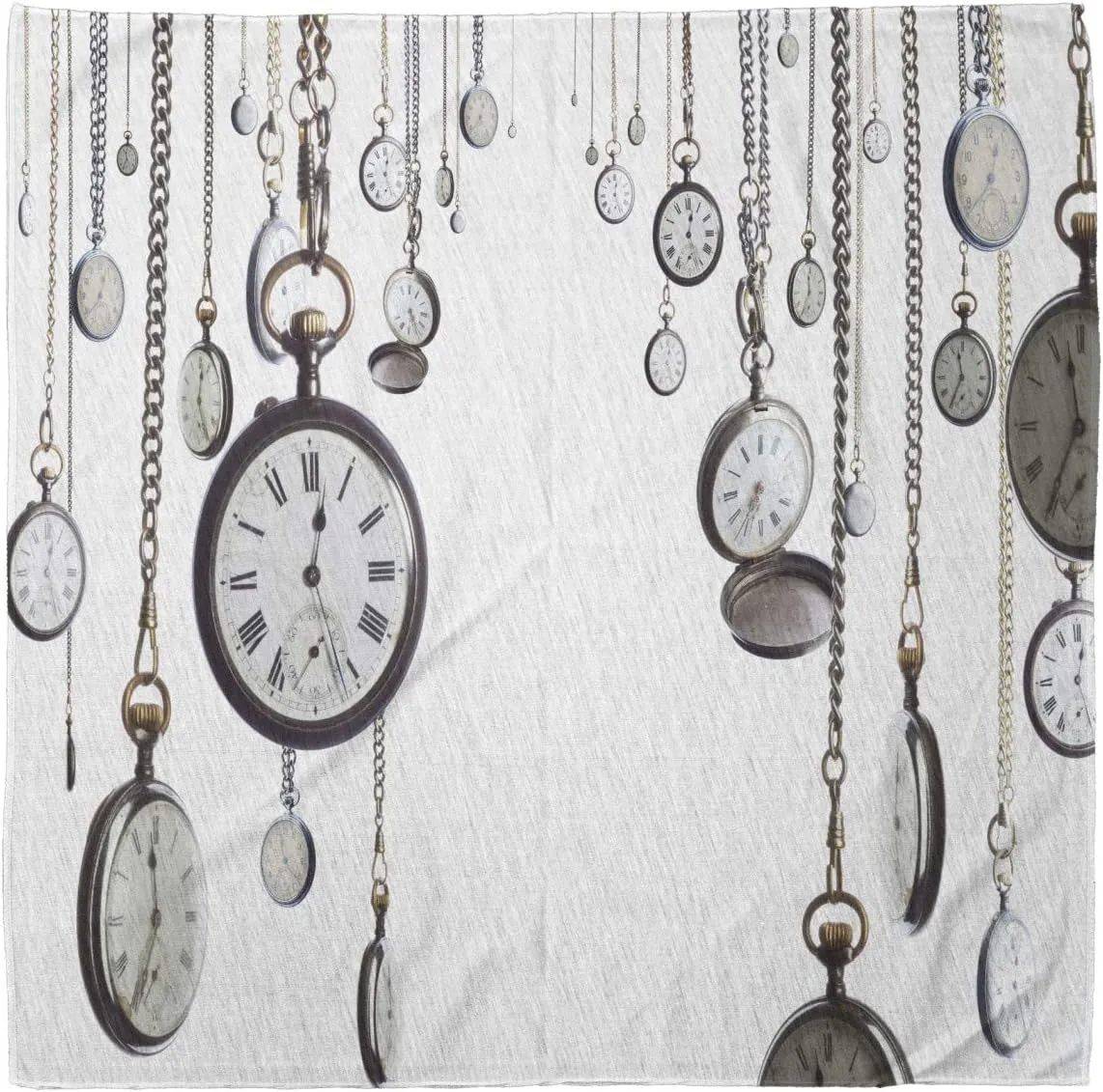 Lunarable Bandana Scarf, Antique Old Vintage Pocket Watches, Yellow Grey White
