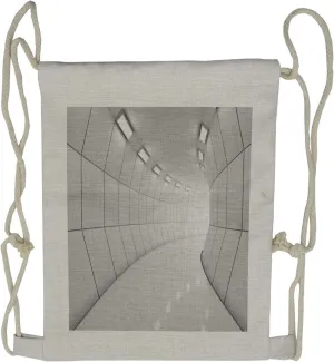 Lunarable Modern Drawstring Backpack, Geometric Futuristic Tunnel, Sackpack Bag