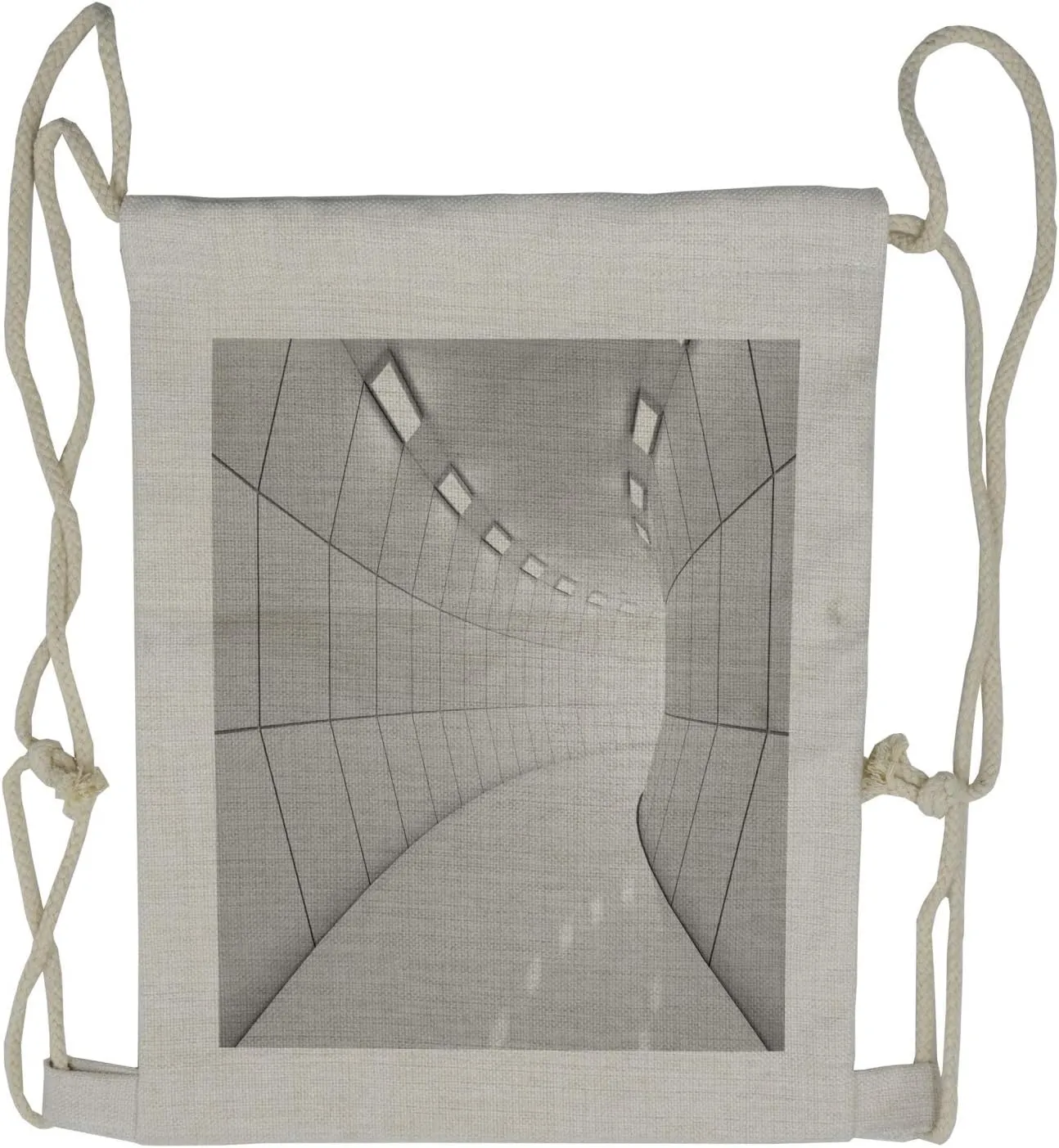 Lunarable Modern Drawstring Backpack, Geometric Futuristic Tunnel, Sackpack Bag