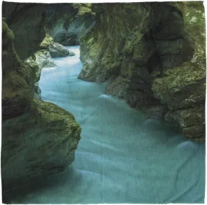 Lunarable Waterfall Bandana, Alpine River Caves Travel, Unisex Head and Neck Tie