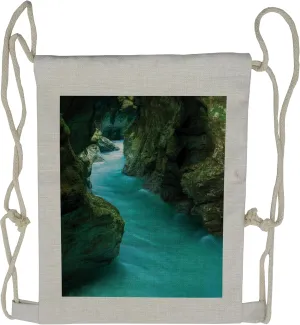 Lunarable Waterfall Drawstring Backpack, Alpine River Caves Travel, Sackpack Bag