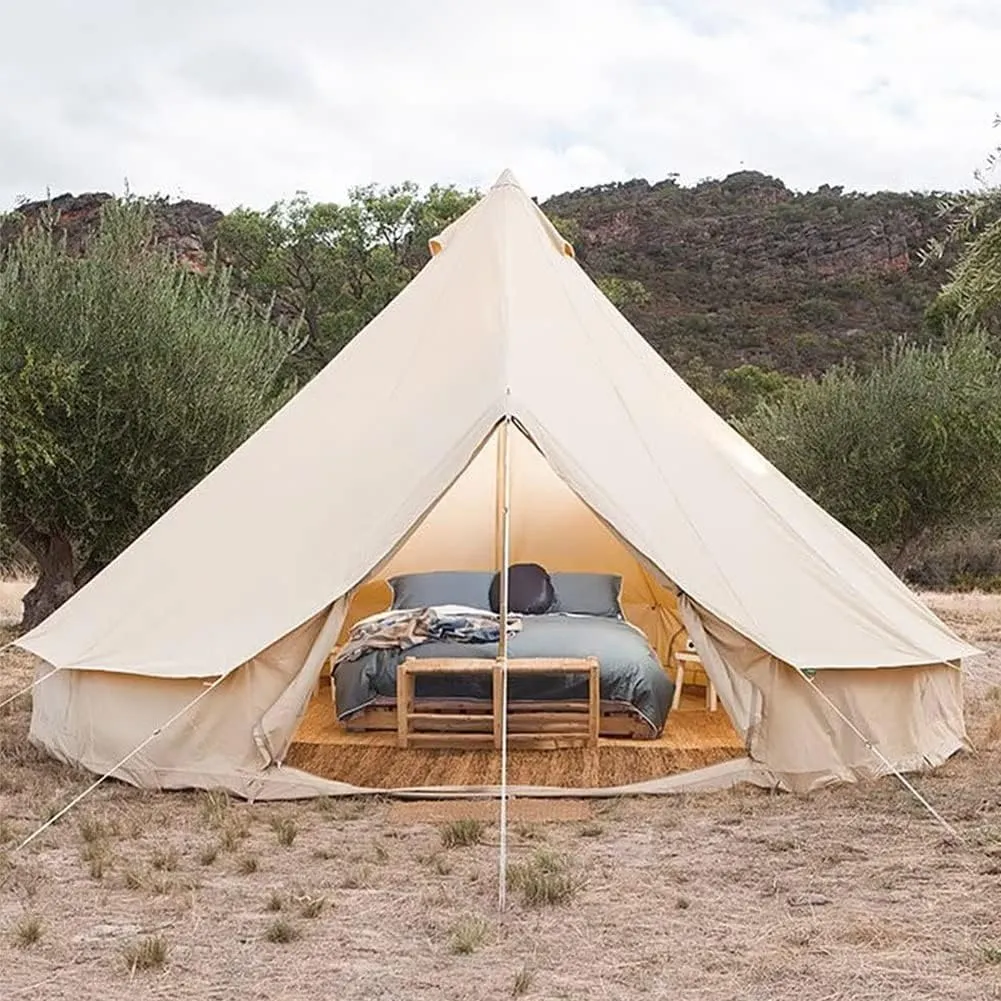 Luxury Yurt Tent 8-10 Person Bell Family Camping Tent with Sturdy Center and Door Pole Large Outdoor Glamping Camping Tent Oxford 4 Season Tent Waterproof for Outdoor Camping Hunting Hiking