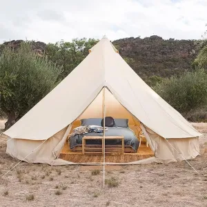 Luxury Yurt Tent 8-10 Person Bell Family Camping Tent with Sturdy Center and Door Pole Large Outdoor Glamping Camping Tent Oxford 4 Season Tent Waterproof for Outdoor Camping Hunting Hiking